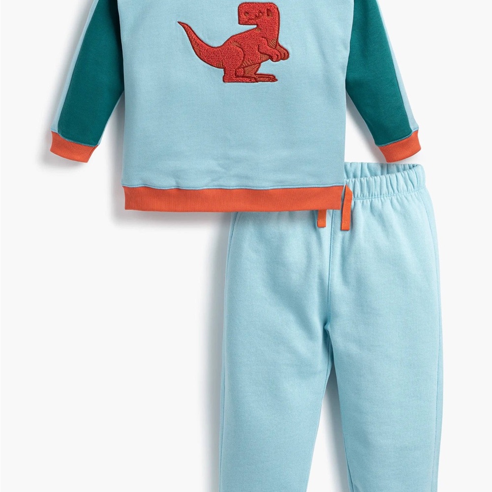 Colorblock Dinos Sporty Sweatsuit | 100% Organic Cotton